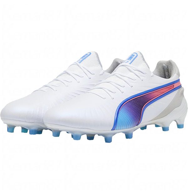 Puma King Ultimate FG/AG White x Blue Mazing