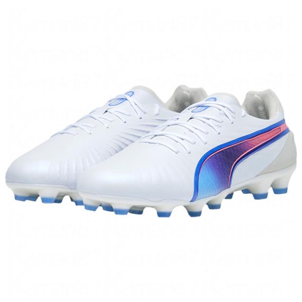 Puma King Ultimate HG/AG White x Blue Mazing