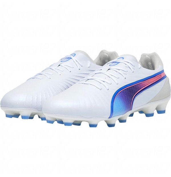 Puma King Ultimate HG/AG White x Blue Mazing